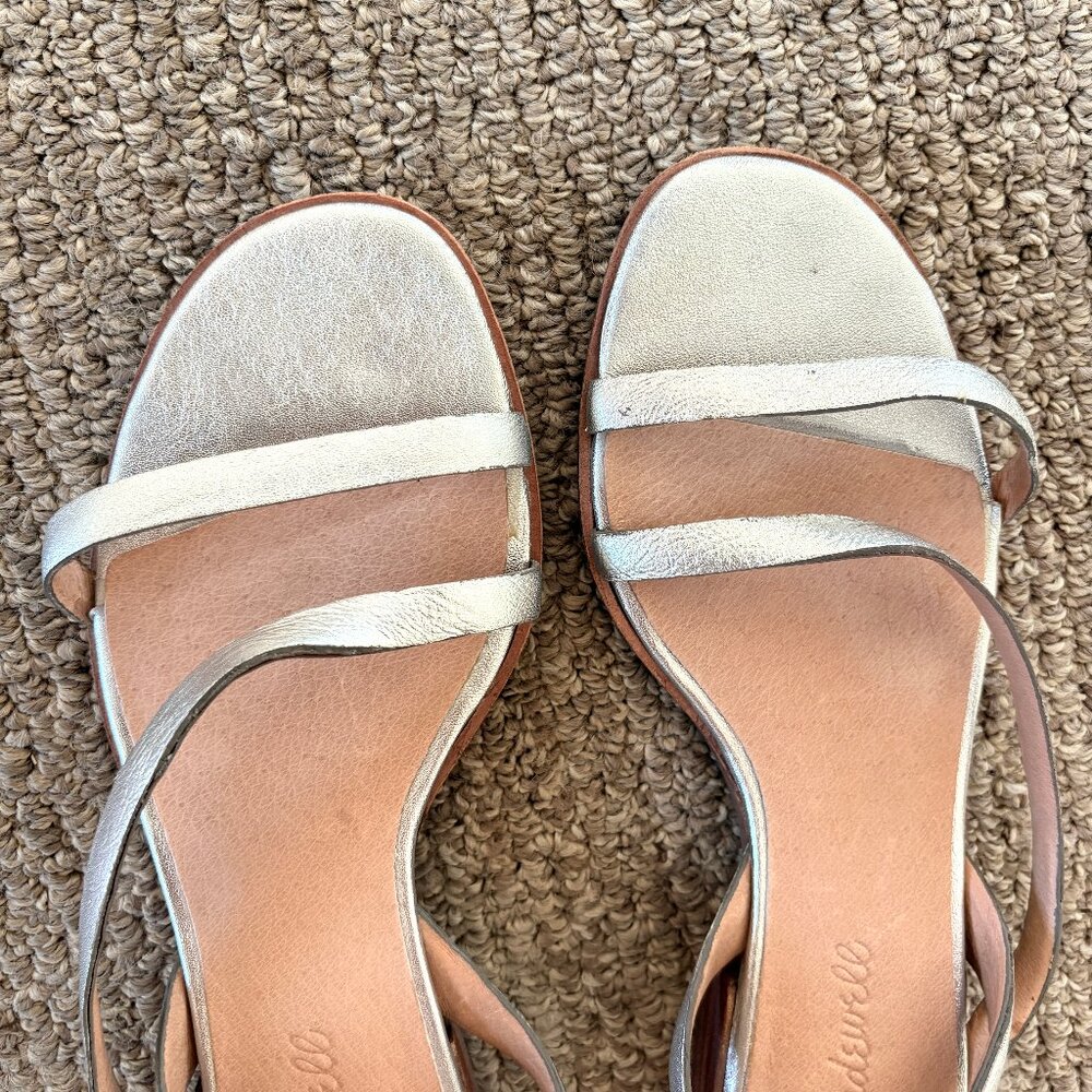 Madewell Silver Heidi Asymmetrical Slingback Flat Sandals 6.5M - Picture 5 of 14